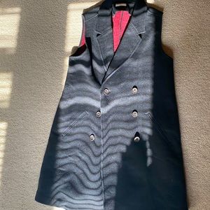 Sleeveless Wool Long Trench Vest